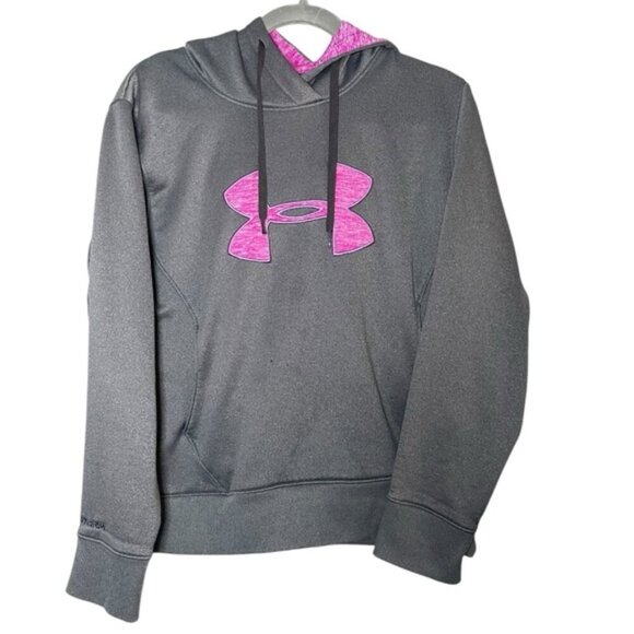 Under Armour Tops - Under Armour Large Hoodie Sweatshirt Top UA Sweaters Pink Grey Casual Athleisure